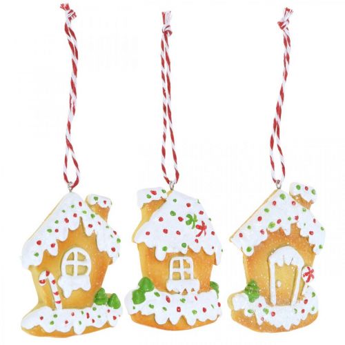 Artikel Krokant huisje kerstboomversiering peperkoekhuisje H9cm 3 st