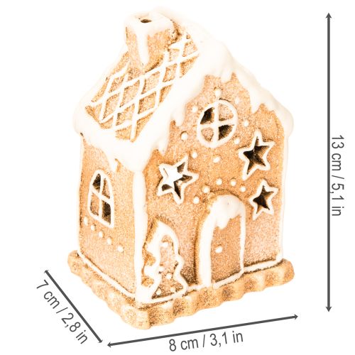 Peperkoekhuisje theelichthouder om neer te zetten en te decoreren, 13 cm | Floristik24.nl