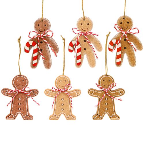 Peperkoekmannetje Decoratie om op te hangen Hout Assortiment 8cm 12st