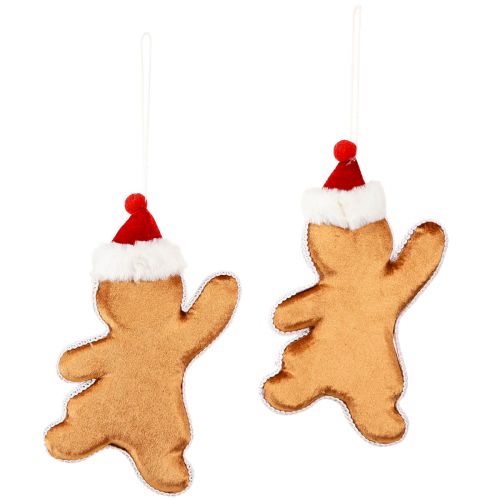 Artikel Peperkoekmannetje kerstdecoratie om op te hangen bruin H21cm 2st