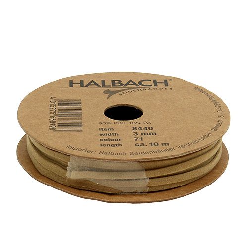 Floristik24 Leren band mat lichtbruin 3mm 10m