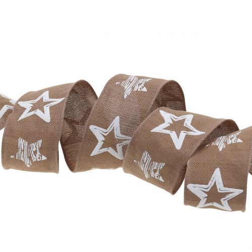 Floristik24 Decoratief lint van jute met stermotief bruin 40mm 15m