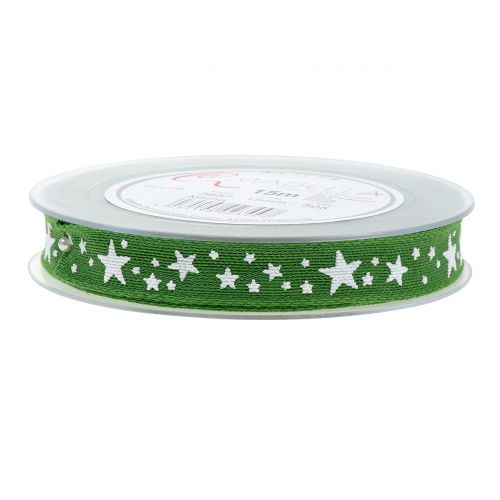 Floristik24 Jute lint met stermotief groen 15mm 15m