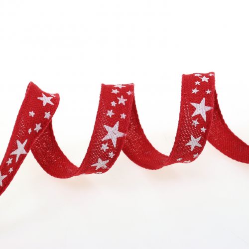 Floristik24 Jute lint met stermotief rood 15mm 15m
