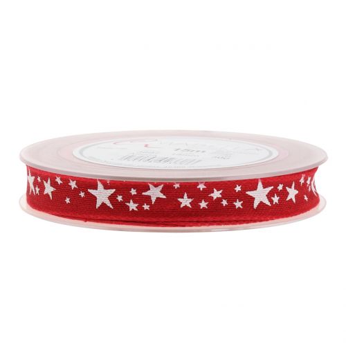 Floristik24 Jute lint met stermotief rood 15mm 15m