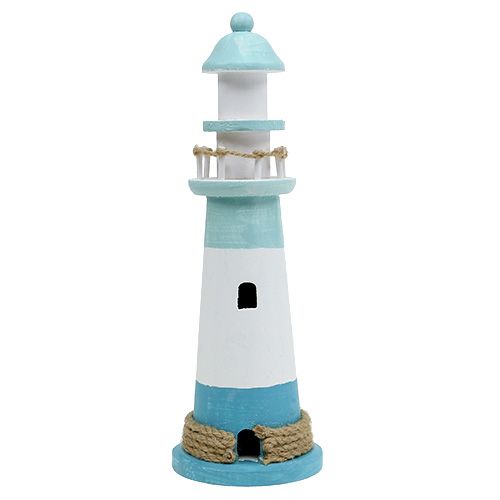 Floristik24 Vuurtoren Ø10cm H30cm blauw-wit