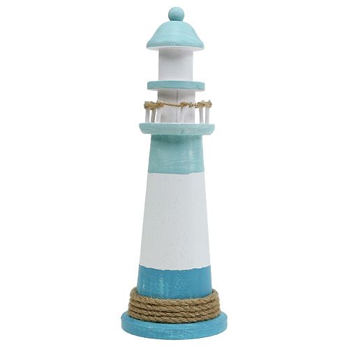 Floristik24 Vuurtoren Ø10cm H30cm blauw-wit