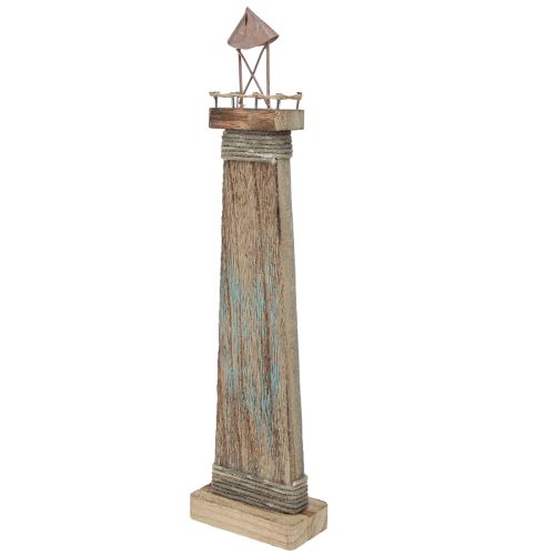 Artikel Vuurtoren antieke look maritieme tafeldecoratie hout blauw 40,5cm