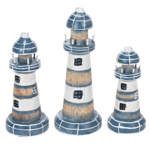 Floristik24 Decoratie met vuurtorenmotief, maritieme stijl, voor woonkamer en terras, 20 cm, set van 3.