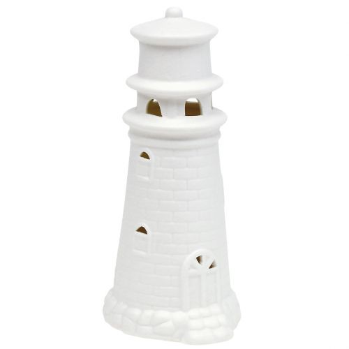 Vuurtoren met LED 17,5cm mat wit
