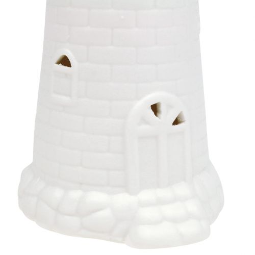 Floristik24 Vuurtoren met LED 17,5cm mat wit