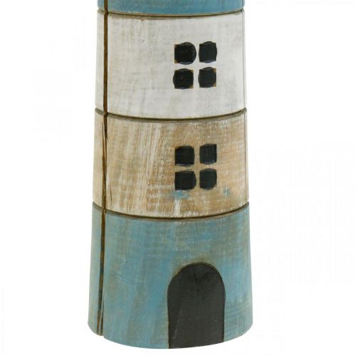 Floristik24 Maritieme decoratie, vuurtoren gemaakt van hout, mariene decoratie, decoratieve vuurtoren blauw H31cm