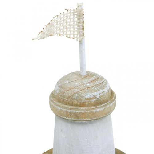 Floristik24 Vuurtorendecoratie, maritiem, houten vuurtoren rood, strandfeest H31cm