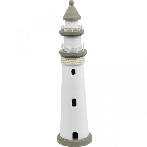 Floristik24 Vuurtoren houten decoratie maritiem wit, bruin Ø12cm H48cm