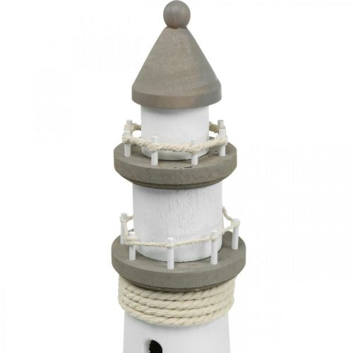 Artikel Vuurtoren houten decoratie maritiem wit, bruin Ø12cm H48cm