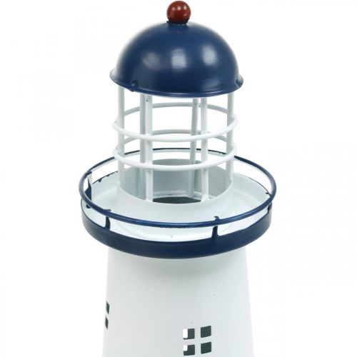 Floristik24 Vuurtoren donkerblauw maritieme decoratie metalen zomerdecoratie