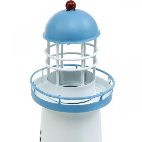 Floristik24 Vuurtoren lichtblauw metalen decoratie Maritieme decoratie
