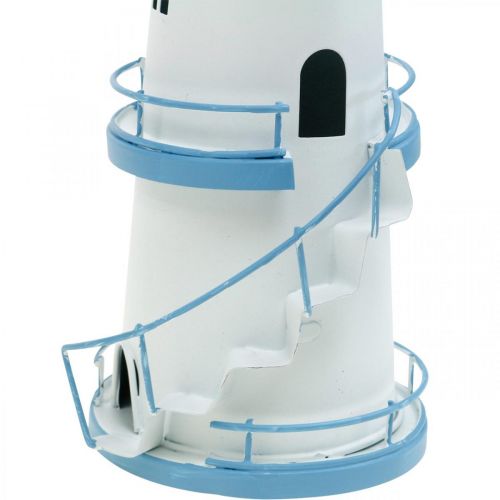 Floristik24 Vuurtoren lichtblauw metalen decoratie Maritieme decoratie