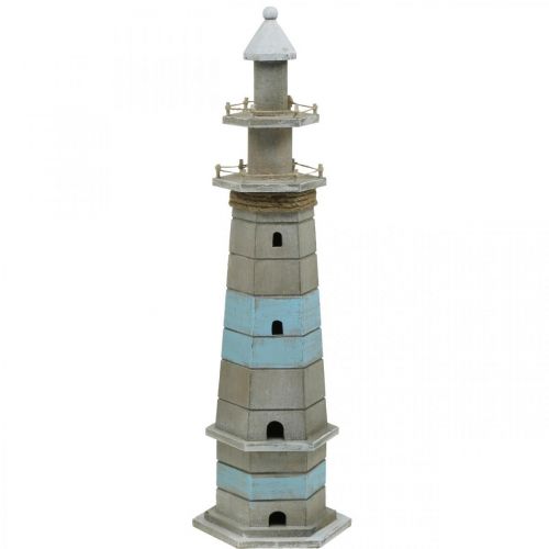 Floristik24 Vuurtoren om neer te zetten, maritiem houten decoratie naturel, blauw-wit shabby chic H54cm