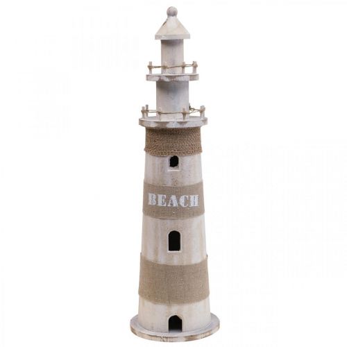 Floristik24 Vuurtoren hout decoratie wit, natuurlijke maritieme decoratie H44cm