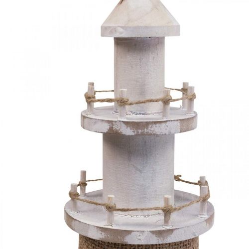 Floristik24 Vuurtoren hout decoratie wit, natuurlijke maritieme decoratie H44cm