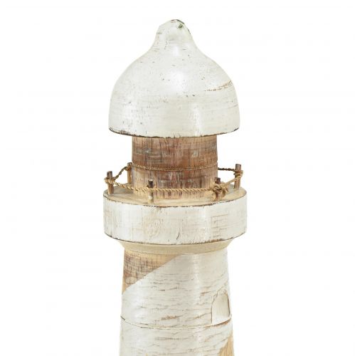 Artikel Vuurtoren Hout Maritiem Decoratie Naturel Wit Ø10,5cm H28,5cm