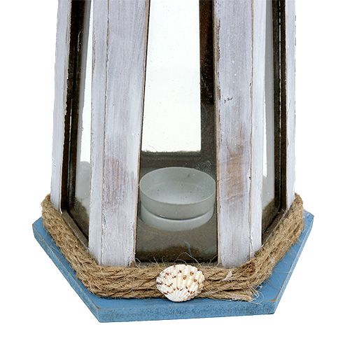 Floristik24 Vuurtoren als theelichthouder naturel blauw H32cm
