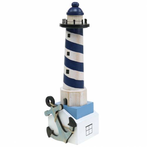 Floristik24 Maritieme deco vuurtoren donkerblauw 34cm