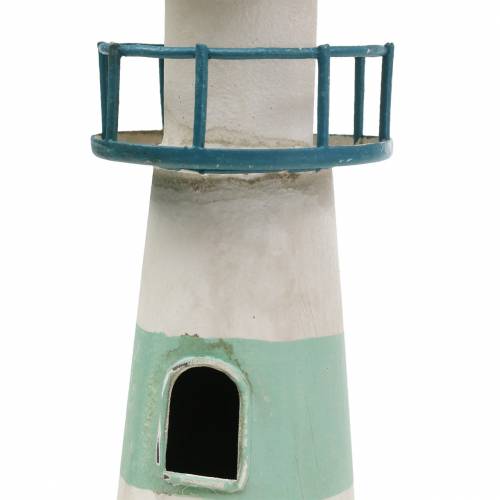 Floristik24 Vuurtoren turkoois, wit Ø10.5cm H35cm