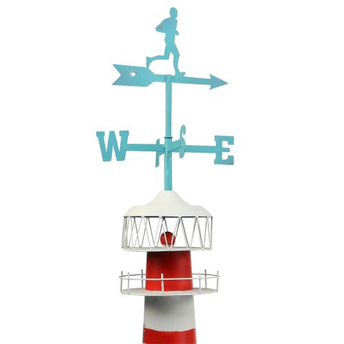 Floristik24 Vuurtoren rood wit met windwijzer 90cm