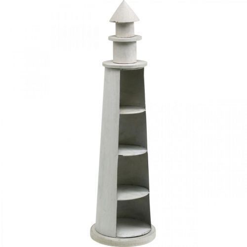 Vuurtoren Shabby Chic Crème Zomerdecoratie Maritiem Ø14,5cm H51cm