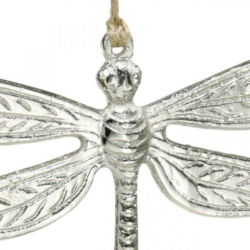 Floristik24 Libelle van metaal, zomerdecoratie, decoratieve libel om op te hangen zilver B12,5cm