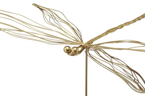 Artikel Dragonfly metalen decoratieve bloemplug zomer goud B28cm 2 st