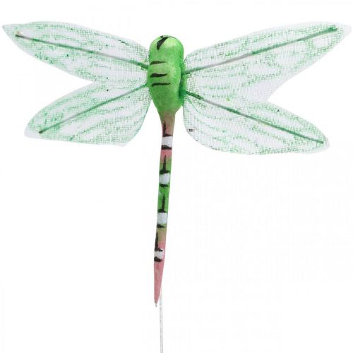 Artikel Zomerdecoratie, libellen aan draad, decoratieve insecten geel, groen, blauw B10,5cm 6 st