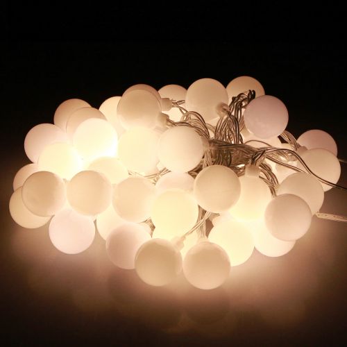 Artikel Kerstverlichting ballen timer 60 LED warm wit binnen buiten 9m