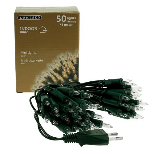 Floristik24 Lichtketting mini 50 7,5m voor binnen groen / helder
