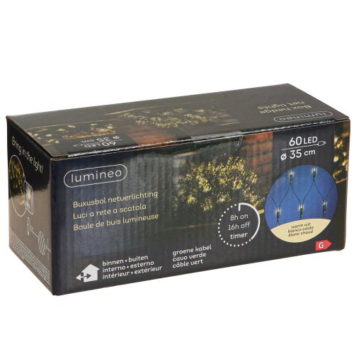 Artikel Buitenverlichtingsnet voor buxus, lichtsnoer met 60 LED&#39;s, Ø35cm