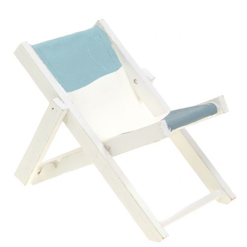 Floristik24 Decoratieve ligstoel wit-blauw-grijs H10cm