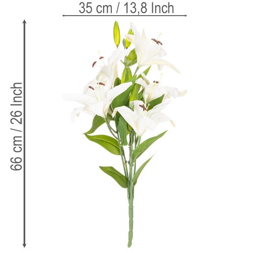 Kunstmatige lelies, 6 witte bloemen, realistische bloeiende tak, 66 cm | Floristik24.nl