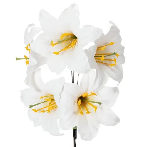 Kunstmatige leliebloem, wit, op draad, middelgroot, 35 cm, 5 stuks kopen | Floristik24.nl