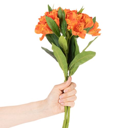 Kunstmatige oranje Alstroemeria-bloem, kunstmatige boeketdecoratie, 75 cm, 3 stuks | Floristik24.nl