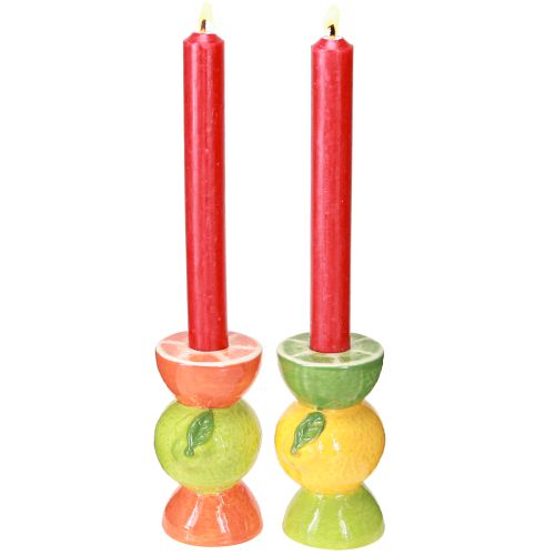 Artikel Limoen en citroen decoratieve kaarsenhouder keramiek H10.5cm 2st