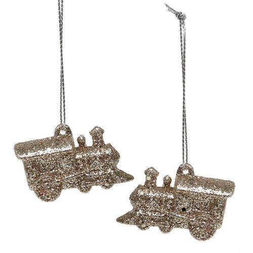 Artikel Locomotief 4cm champagne met glitters 12st