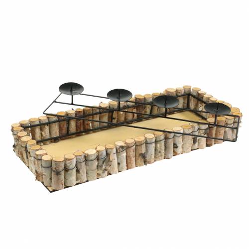 Floristik24 Advent kaarsbak met berkenrand 44cm