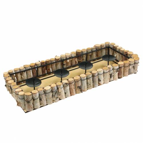 Floristik24 Advent kaarsbak met berkenrand 44cm