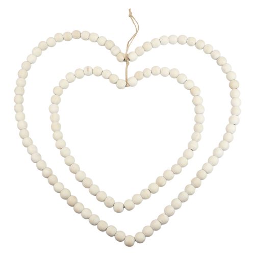 Artikel Decoratieve lusring hart gemaakt van houten kralen, hangende decoratie 38×40,5cm