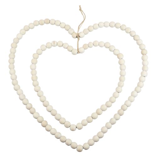 Decoratieve lusring hart gemaakt van houten kralen, hangende decoratie 38×40,5cm