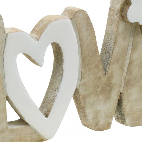 Floristik24 Tafeldecoratie &quot;Love&quot;, houten decoratie met hart en vlinder naturel, wit L24cm H17.5cm