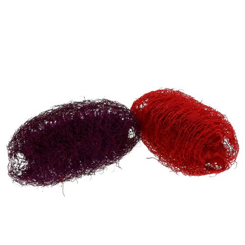 Artikel Loofah geassorteerde violet, wijnrood 9cm - 12cm 50p