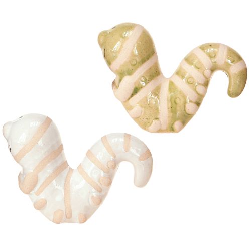 Artikel Grappige worm decoratie keramiek rups hangende decoratie pot 9x6cm 2st